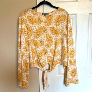 Yellow and White Paisley Top